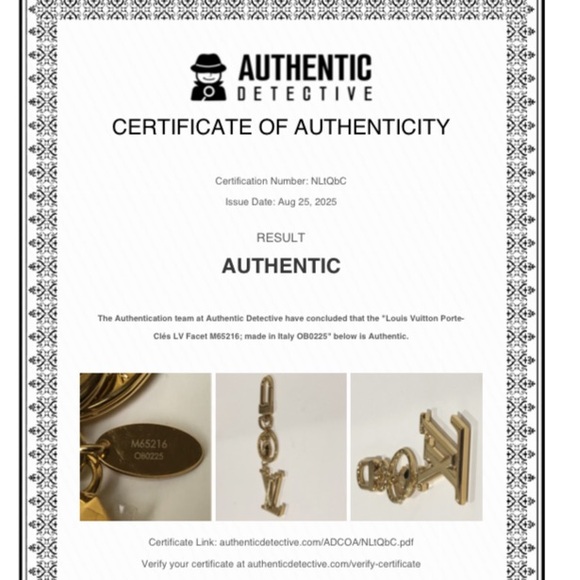 Auth Louis Vuitton Facettes M65216 Logo Gold Key & Bag Charm Keychain Key Holder - Picture 15 of 15